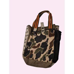 Triple five 5 soul vintage Camo Canvas Tote Bag With Orange Stripe Handles y2k
